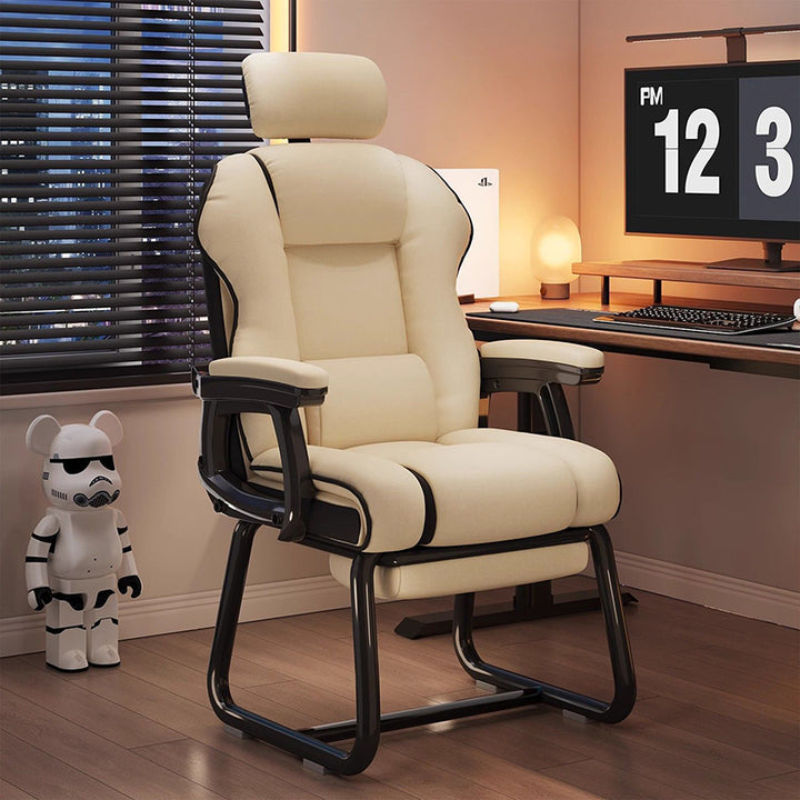 Moderner minimalistischer quadratischer PU-Leder-Nylon-MDF-Eisen-Schreibtischstuhl mit Rückenlehne und Armlehne für das Home Office 