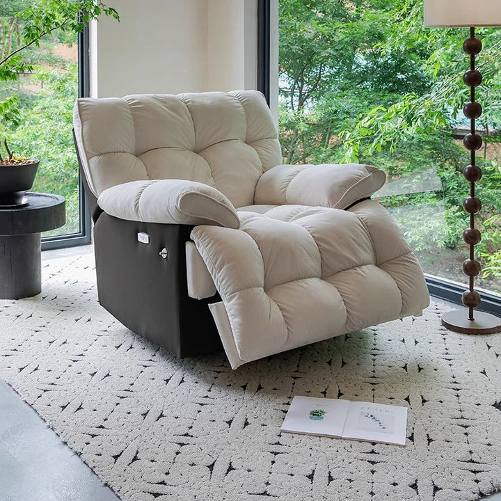 Modern Minimalist Square Rectangular Faux Leather Velvet Solid Wood Solid Wood Plywood Manual Recliner Backrest Armrest For Living Room