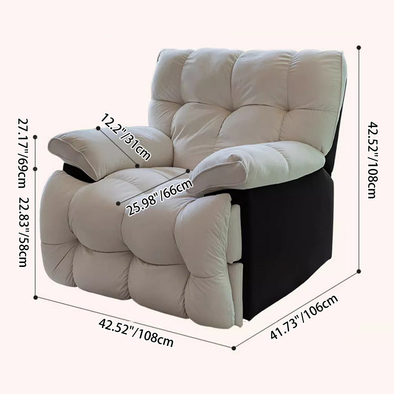 Modern Minimalist Square Rectangular Faux Leather Velvet Solid Wood Solid Wood Plywood Manual Recliner Backrest Armrest For Living Room
