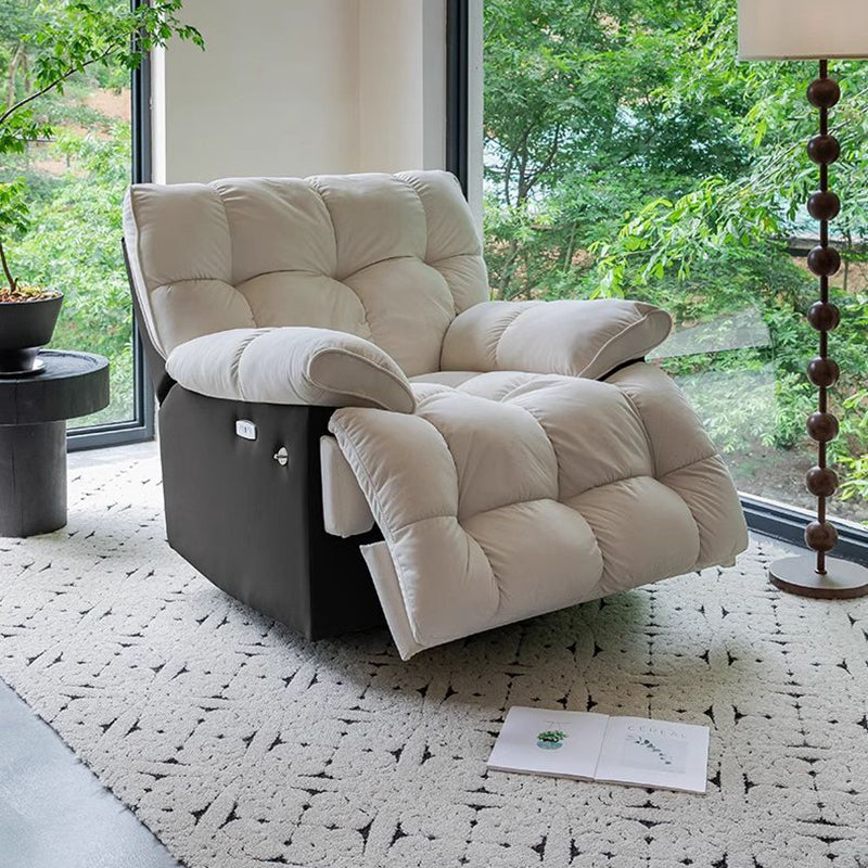 Modern Minimalist Square Rectangular Faux Leather Velvet Solid Wood Solid Wood Plywood Manual Recliner Backrest Armrest For Living Room