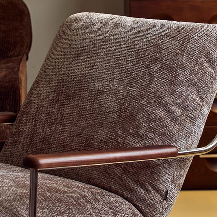 Contemporary Nordic Square Rectangular Saddle Leather Chenille Stainless Steel Removable Accent Chair Backrest Armrest For Living Room