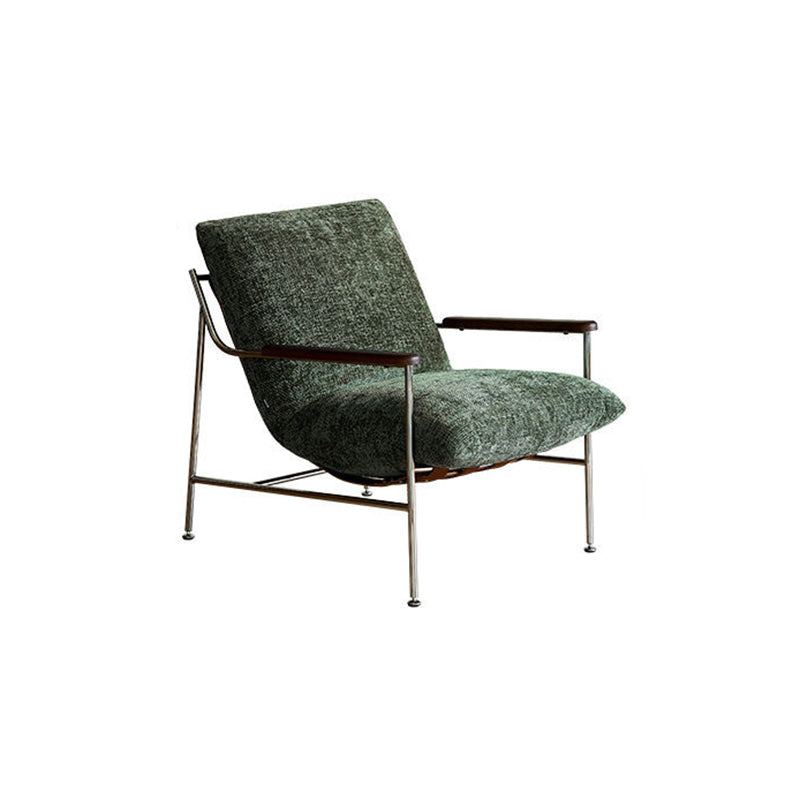 Contemporary Nordic Square Rectangular Saddle Leather Chenille Stainless Steel Removable Accent Chair Backrest Armrest For Living Room