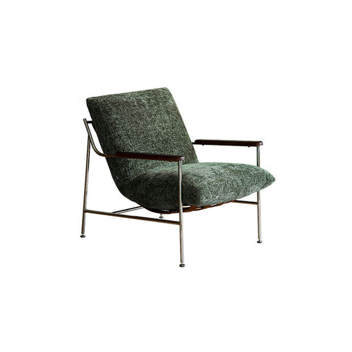 Contemporary Nordic Square Rectangular Saddle Leather Chenille Stainless Steel Removable Accent Chair Backrest Armrest For Living Room