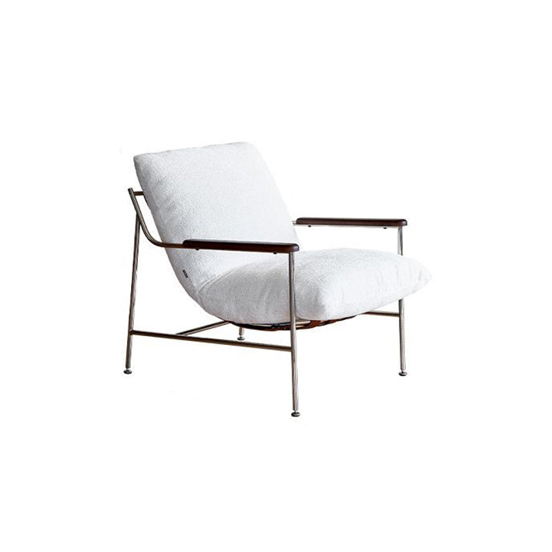Contemporary Nordic Square Rectangular Saddle Leather Chenille Stainless Steel Removable Accent Chair Backrest Armrest For Living Room