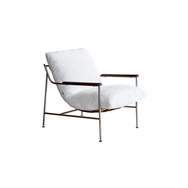 Contemporary Nordic Square Rectangular Saddle Leather Chenille Stainless Steel Removable Accent Chair Backrest Armrest For Living Room