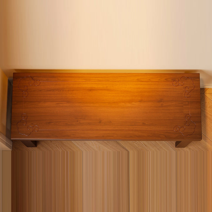 Traditional Chinese Rectangular Nan Bamboo Shoe Bench 2-Tier For Entryways