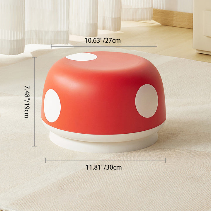 Taburete bajo apilable contemporáneo para niños creativos de plástico PP con forma de hongo redondo para entradas, sala de estar, dormitorio 