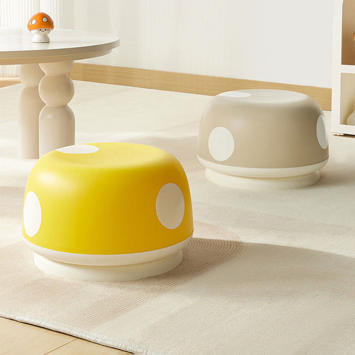 Taburete bajo apilable contemporáneo para niños creativos de plástico PP con forma de hongo redondo para entradas, sala de estar, dormitorio 