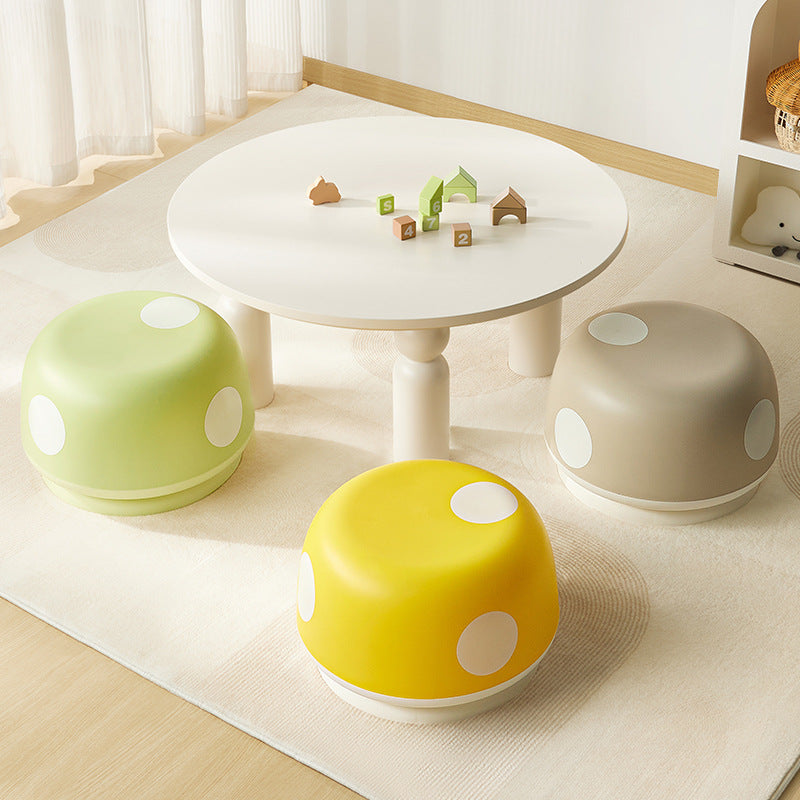 Taburete bajo apilable contemporáneo para niños creativos de plástico PP con forma de hongo redondo para entradas, sala de estar, dormitorio 