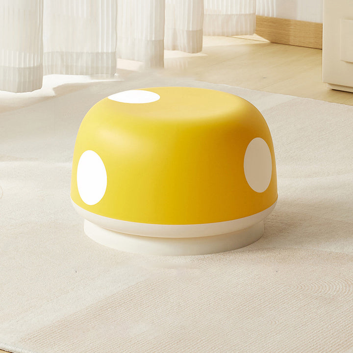 Taburete bajo apilable contemporáneo para niños creativos de plástico PP con forma de hongo redondo para entradas, sala de estar, dormitorio 