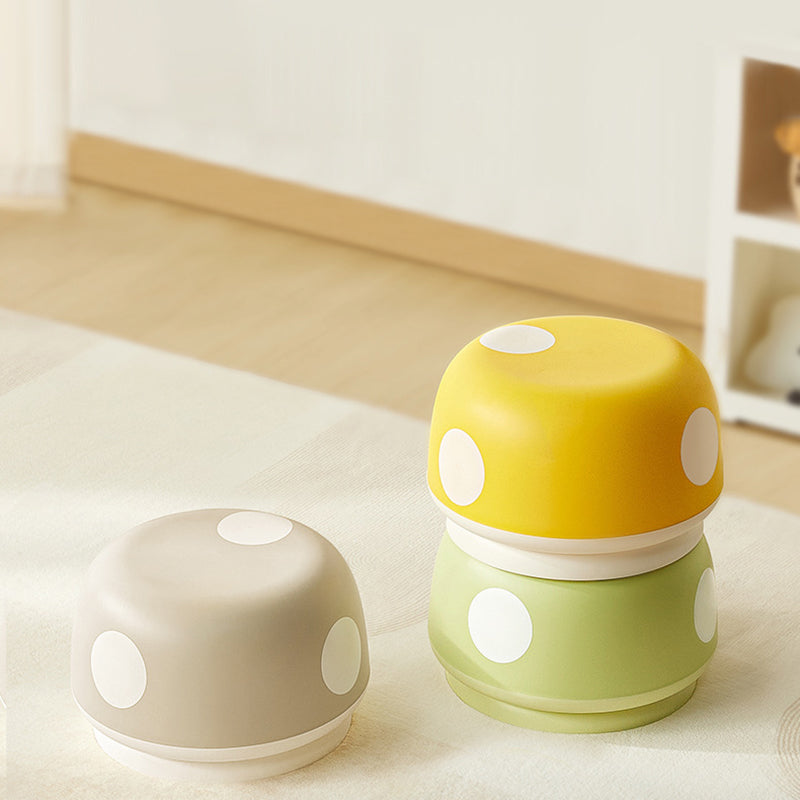 Taburete bajo apilable contemporáneo para niños creativos de plástico PP con forma de hongo redondo para entradas, sala de estar, dormitorio 