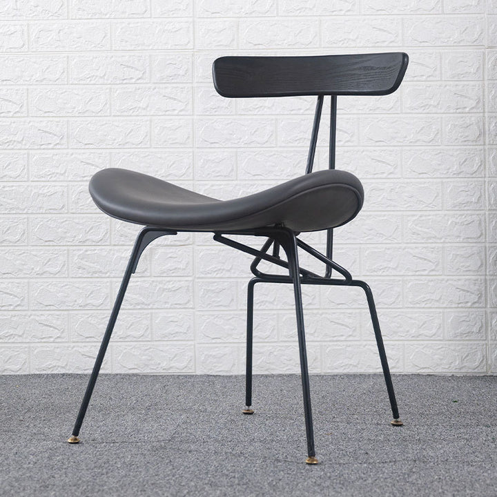 Contemporary Industrial Iron Bent Plywood PU Leather Ants Dining Chair Backrest Armless For Dining Room