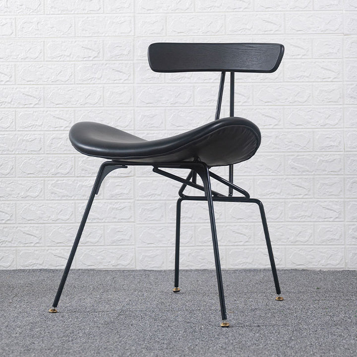 Contemporary Industrial Iron Bent Plywood PU Leather Ants Dining Chair Backrest Armless For Dining Room