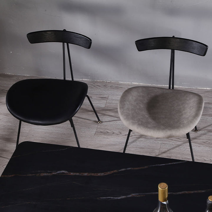 Contemporary Industrial Iron Bent Plywood PU Leather Ants Dining Chair Backrest Armless For Dining Room