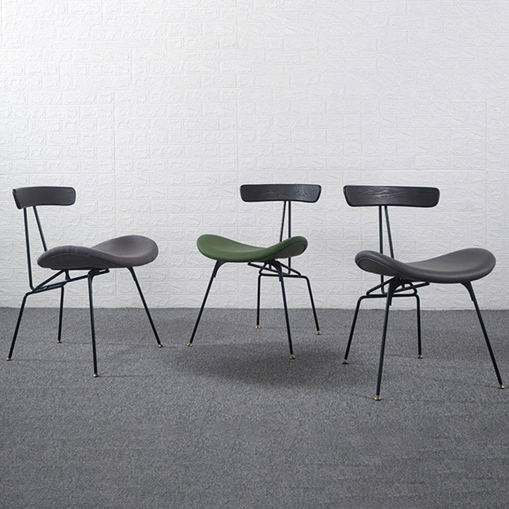 Contemporary Industrial Iron Bent Plywood PU Leather Ants Dining Chair Backrest Armless For Dining Room