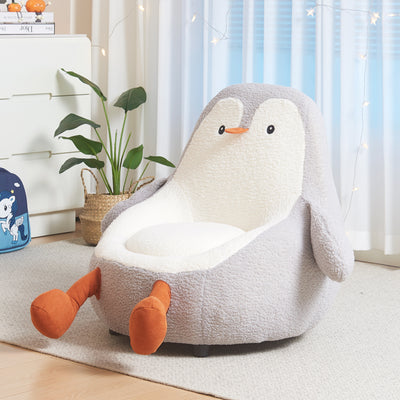 Contemporary Creative Kids Avocado-shaped Penguin-shaped Sponge Lambswool Accent Chair Backrest Armless For Living Room