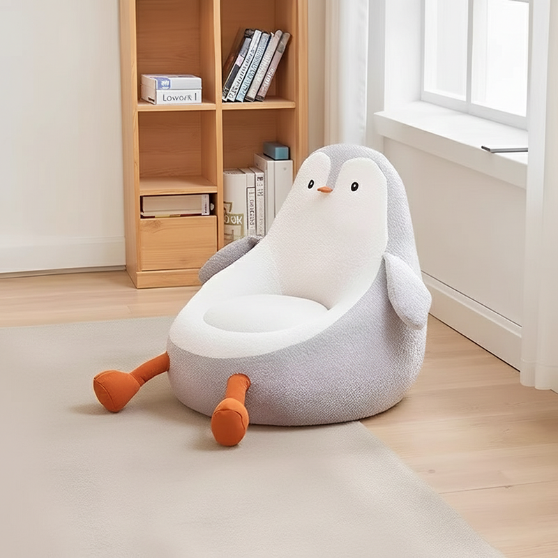 Contemporary Creative Kids Avocado-shaped Penguin-shaped Sponge Lambswool Accent Chair Backrest Armless For Living Room