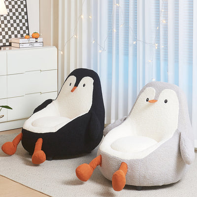Contemporary Creative Kids Avocado-shaped Penguin-shaped Sponge Lambswool Accent Chair Backrest Armless For Living Room