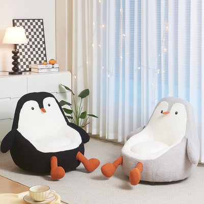 Contemporary Creative Kids Avocado-shaped Penguin-shaped Sponge Lambswool Accent Chair Backrest Armless For Living Room