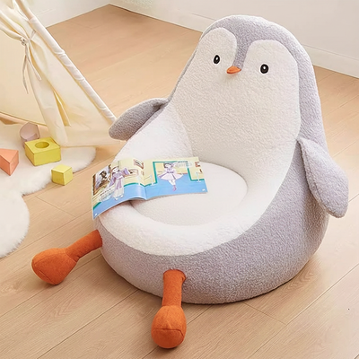 Contemporary Creative Kids Avocado-shaped Penguin-shaped Sponge Lambswool Accent Chair Backrest Armless For Living Room