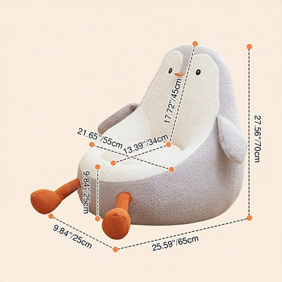 Contemporary Creative Kids Avocado-shaped Penguin-shaped Sponge Lambswool Accent Chair Backrest Armless For Living Room
