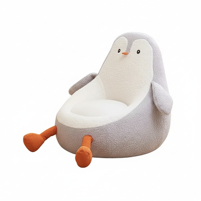 Contemporary Creative Kids Avocado-shaped Penguin-shaped Sponge Lambswool Accent Chair Backrest Armless For Living Room