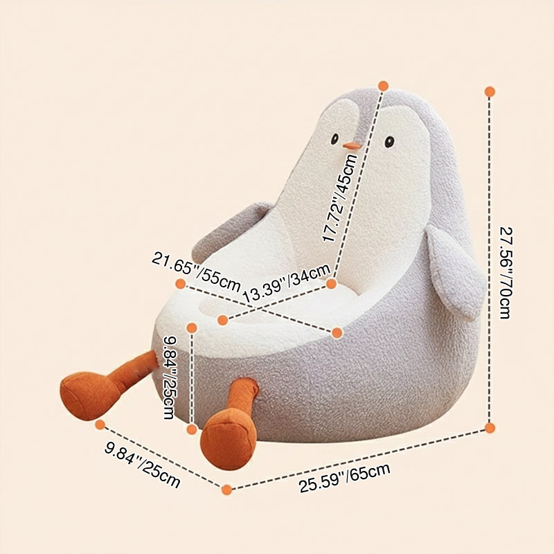 Contemporary Creative Kids Avocado-shaped Penguin-shaped Sponge Lambswool Accent Chair Backrest Armless For Living Room
