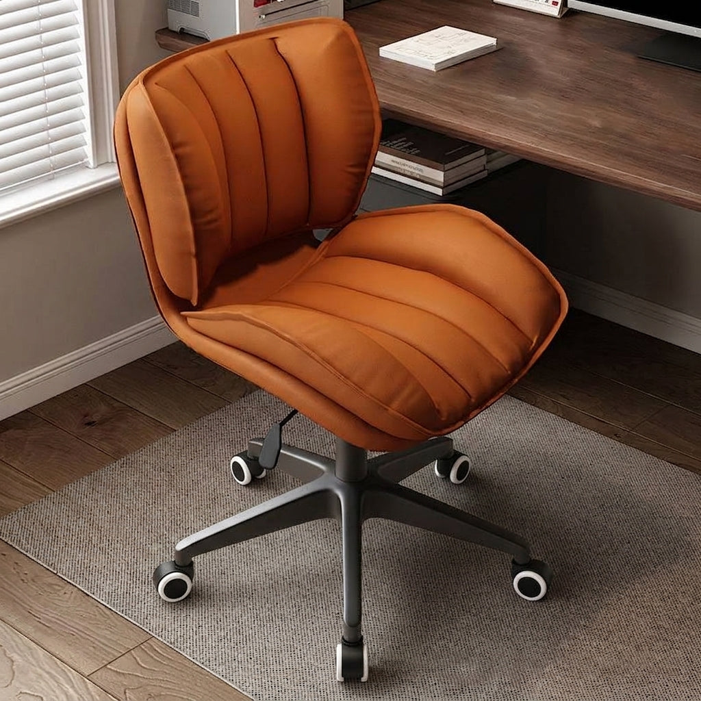 Moderne Minimaliste Réglable Amovible Carré-Rayé Métal Similicuir Mousse Chaise de Bureau Dossier Sans Accoudoirs Pour Bureau à Domicile 