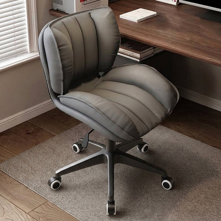 Silla de escritorio moderna minimalista de hierro con rayas cuadradas, piel sintética y espuma, ajustable, con respaldo desmontable y sin reposabrazos, para oficina en casa 