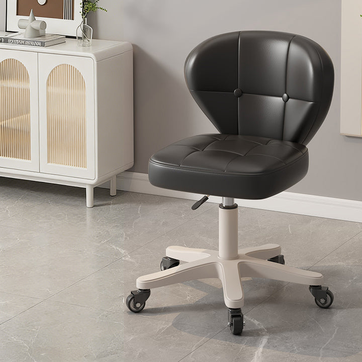 Moderner schlichter Schreibtischstuhl in Muschelform mit quadratischem Design aus kratzfestem Leder und Carbonstahl, höhenverstellbar, mit Rückenlehne und Armlehnen, für Homeoffice 