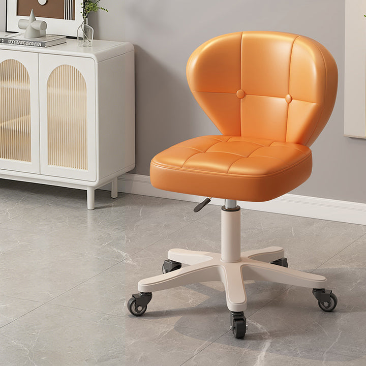 Moderner schlichter Schreibtischstuhl in Muschelform mit quadratischem Design aus kratzfestem Leder und Carbonstahl, höhenverstellbar, mit Rückenlehne und Armlehnen, für Homeoffice 
