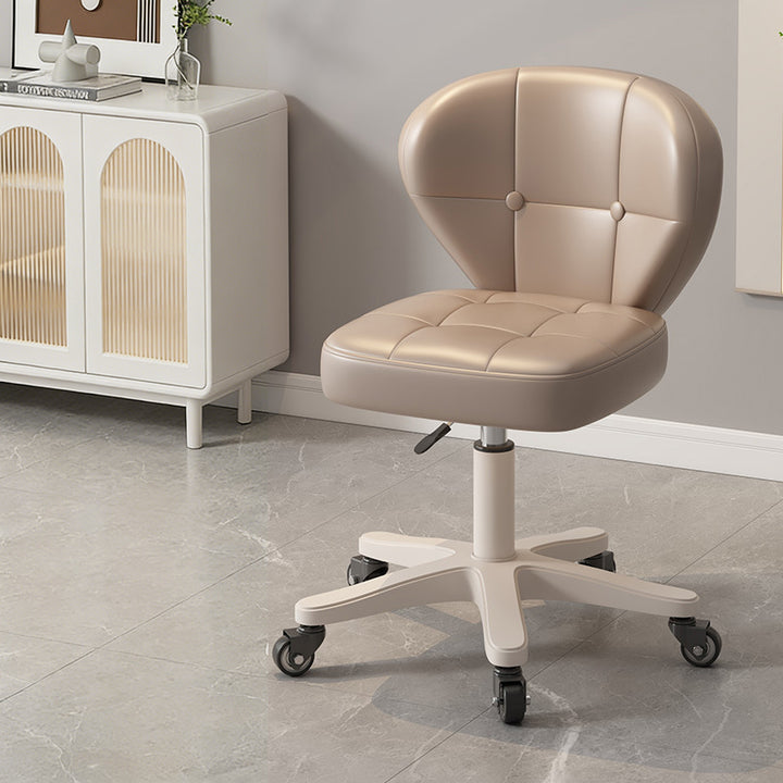 Moderner schlichter Schreibtischstuhl in Muschelform mit quadratischem Design aus kratzfestem Leder und Carbonstahl, höhenverstellbar, mit Rückenlehne und Armlehnen, für Homeoffice 