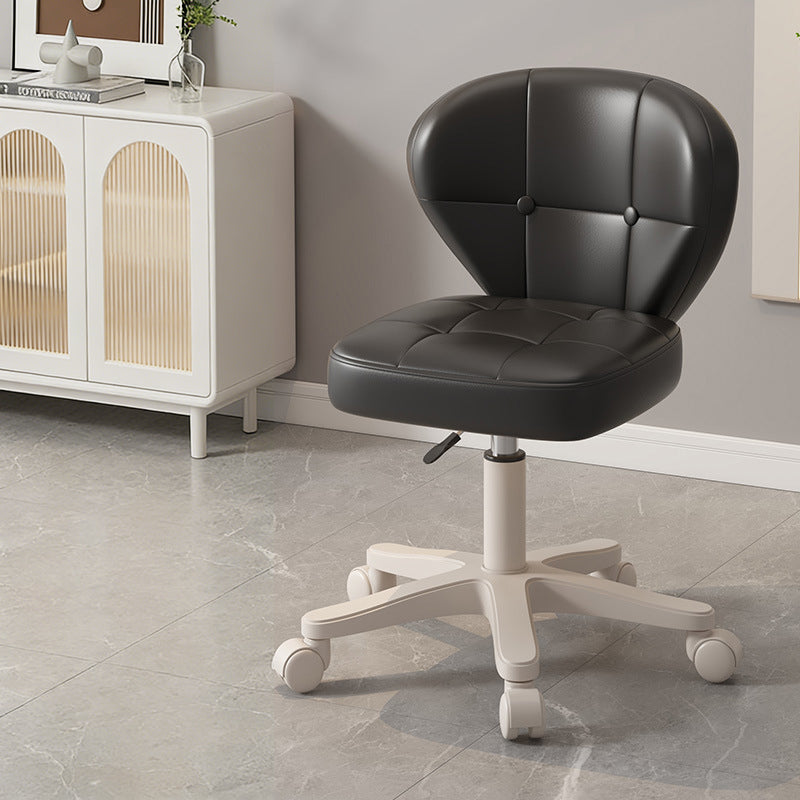 Moderner schlichter Schreibtischstuhl in Muschelform mit quadratischem Design aus kratzfestem Leder und Carbonstahl, höhenverstellbar, mit Rückenlehne und Armlehnen, für Homeoffice 