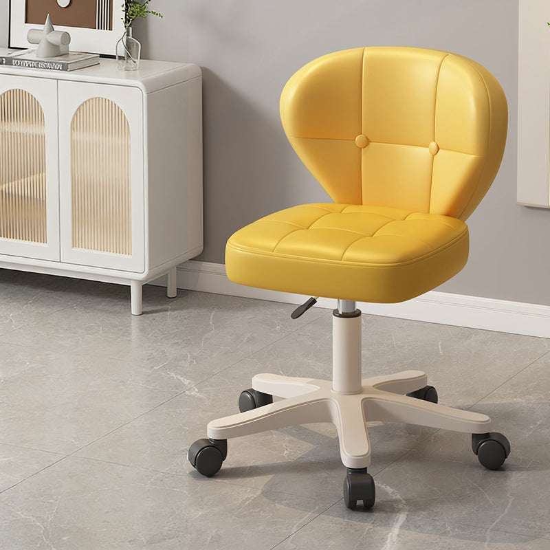 Moderner schlichter Schreibtischstuhl in Muschelform mit quadratischem Design aus kratzfestem Leder und Carbonstahl, höhenverstellbar, mit Rückenlehne und Armlehnen, für Homeoffice 