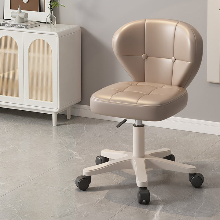 Moderner schlichter Schreibtischstuhl in Muschelform mit quadratischem Design aus kratzfestem Leder und Carbonstahl, höhenverstellbar, mit Rückenlehne und Armlehnen, für Homeoffice 