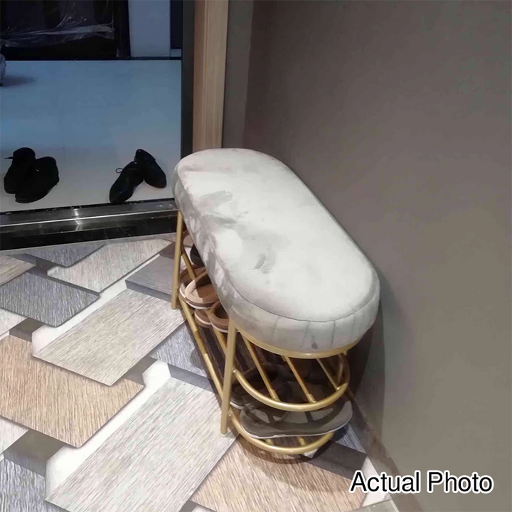 現代的なスカンジナビアの楕円形ベルベットスポンジアイアンシューズベンチ、玄関用のアームレス 