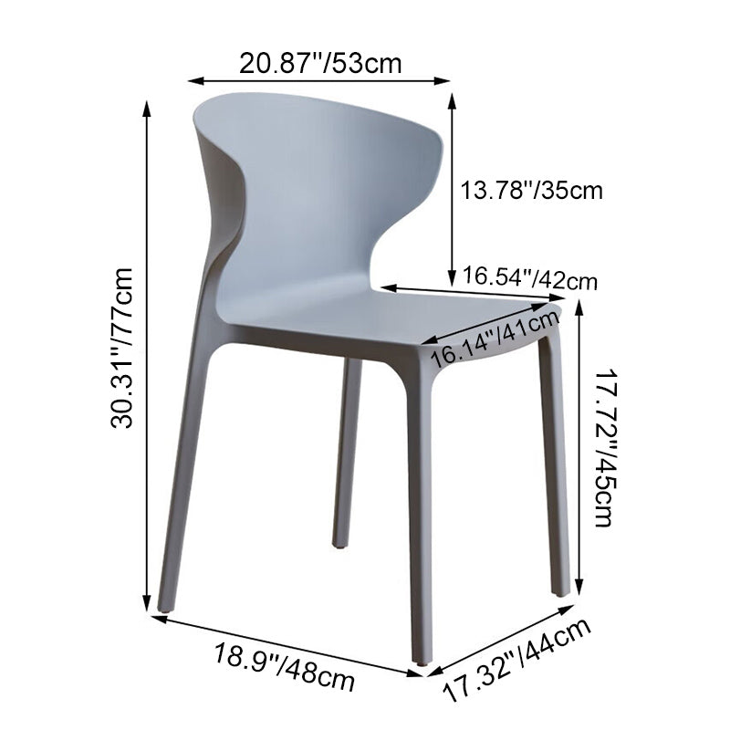 Zeitgenössischer skandinavischer PP-Kunststoff-Quadratischer ergonomisch gestalteter stapelbarer Esszimmerstuhl mit Rückenlehne für das Esszimmer 