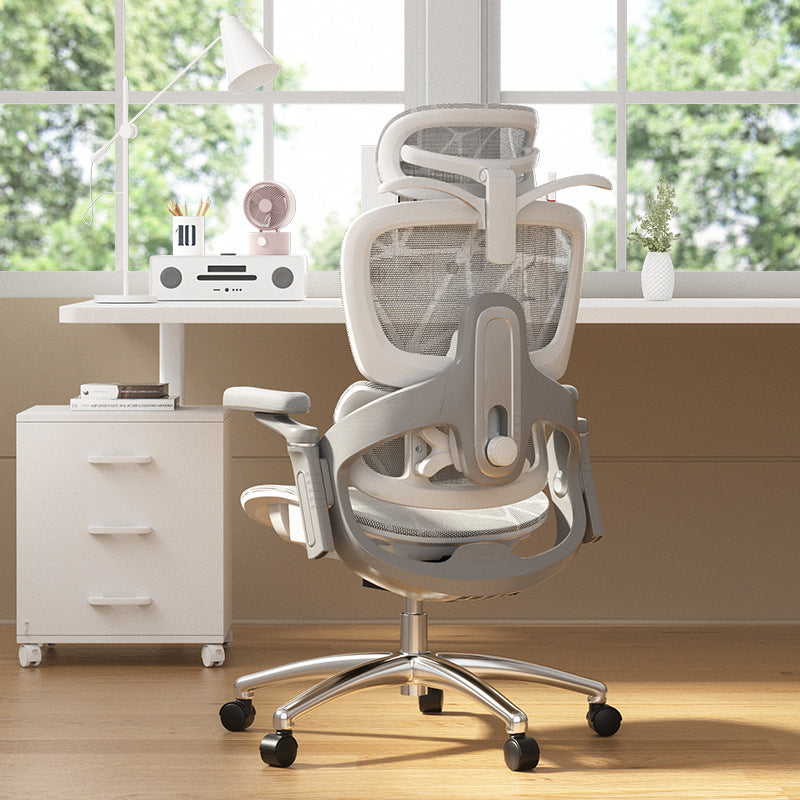 Chaise de bureau moderne en maille de nylon et acier avec appui-tête et repose-pieds pour la maison ou le bureau 