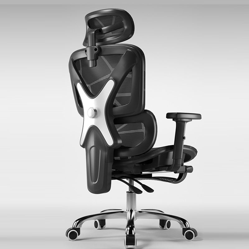Moderner Einfachheit Mesh Nylon Stahl Schwamm Quadrat Schreibtischstuhl mit verstellbarer Kopfstütze und Fußstütze für das Home Office 