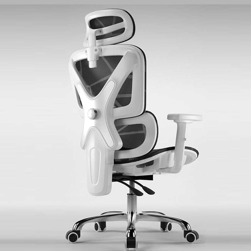 Moderner Einfachheit Mesh Nylon Stahl Schwamm Quadrat Schreibtischstuhl mit verstellbarer Kopfstütze und Fußstütze für das Home Office 