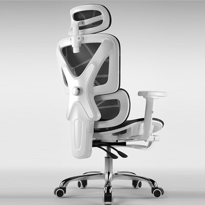 Moderner Einfachheit Mesh Nylon Stahl Schwamm Quadrat Schreibtischstuhl mit verstellbarer Kopfstütze und Fußstütze für das Home Office 
