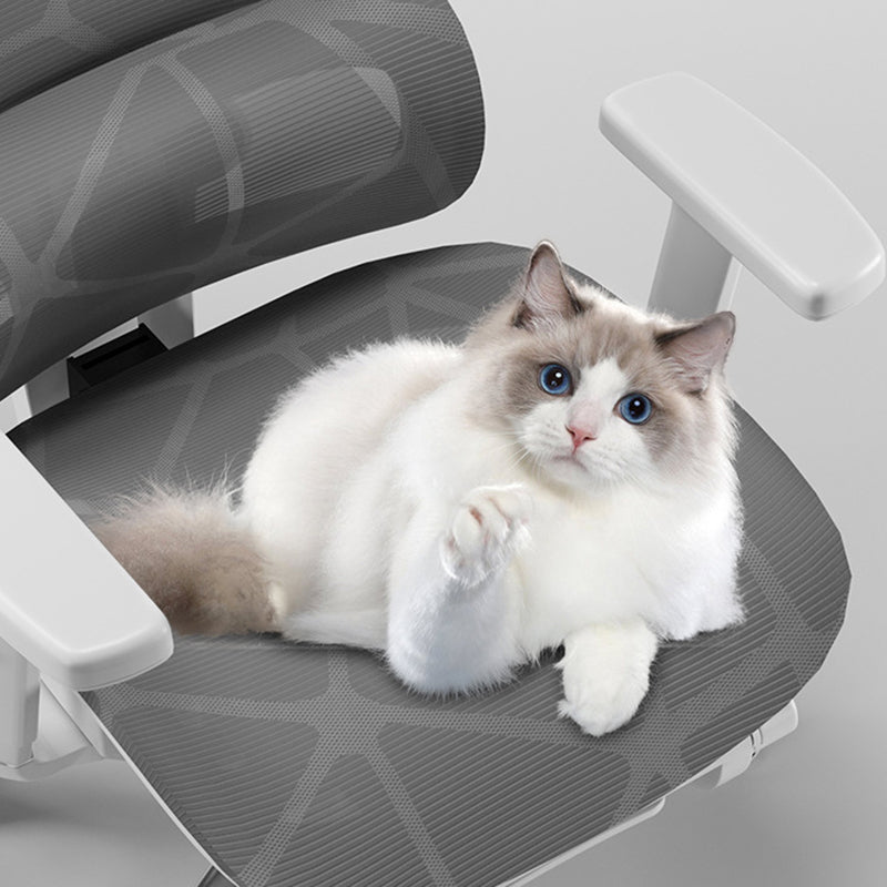 Moderner Einfachheit Mesh Nylon Stahl Schwamm Quadrat Schreibtischstuhl mit verstellbarer Kopfstütze und Fußstütze für das Home Office 