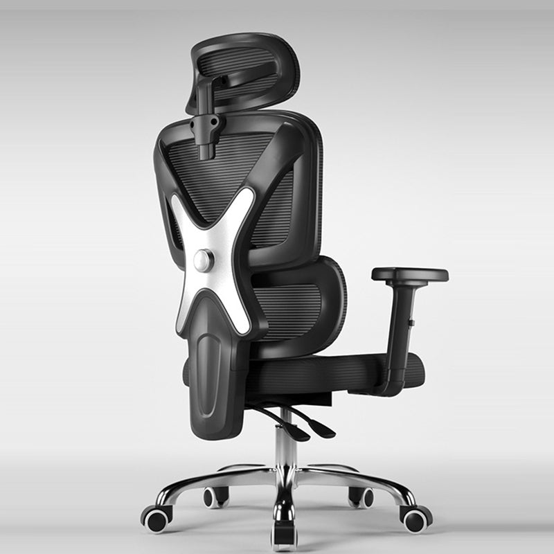 Moderner Einfachheit Mesh Nylon Stahl Schwamm Quadrat Schreibtischstuhl mit verstellbarer Kopfstütze und Fußstütze für das Home Office 