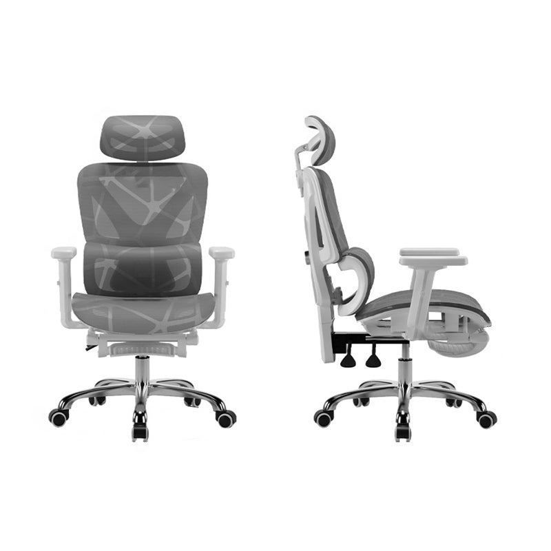 Moderner Einfachheit Mesh Nylon Stahl Schwamm Quadrat Schreibtischstuhl mit verstellbarer Kopfstütze und Fußstütze für das Home Office 