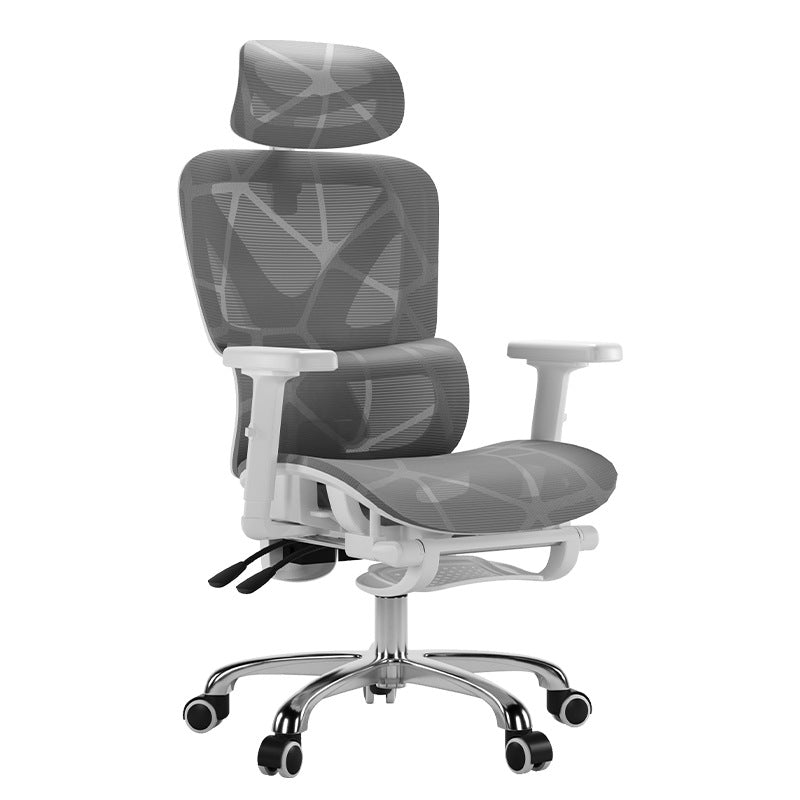 Moderner Einfachheit Mesh Nylon Stahl Schwamm Quadrat Schreibtischstuhl mit verstellbarer Kopfstütze und Fußstütze für das Home Office 