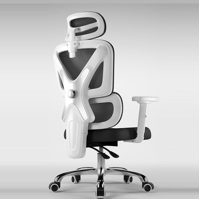 Moderner Einfachheit Mesh Nylon Stahl Schwamm Quadrat Schreibtischstuhl mit verstellbarer Kopfstütze und Fußstütze für das Home Office 