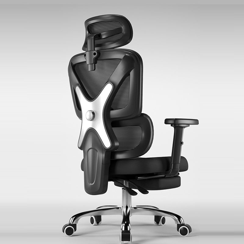 Moderner Einfachheit Mesh Nylon Stahl Schwamm Quadrat Schreibtischstuhl mit verstellbarer Kopfstütze und Fußstütze für das Home Office 