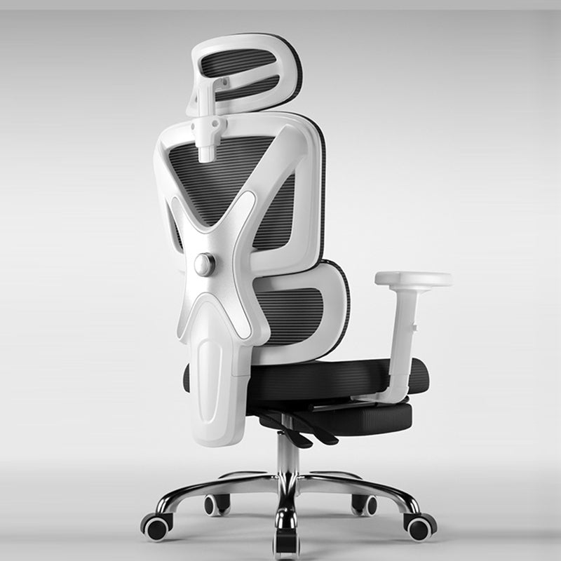 Moderner Einfachheit Mesh Nylon Stahl Schwamm Quadrat Schreibtischstuhl mit verstellbarer Kopfstütze und Fußstütze für das Home Office 
