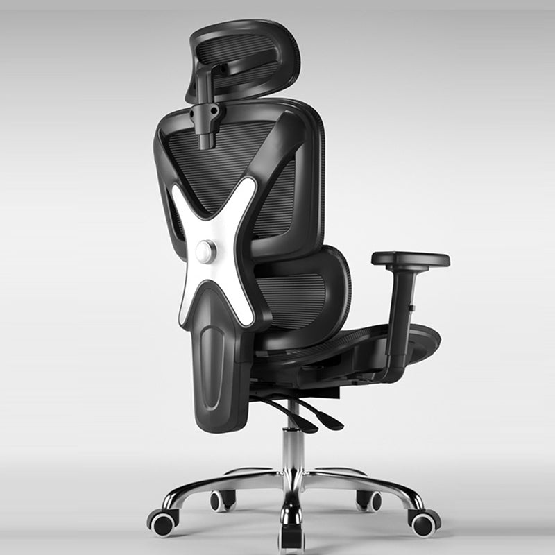 Moderner Einfachheit Mesh Nylon Stahl Schwamm Quadrat Schreibtischstuhl mit verstellbarer Kopfstütze und Fußstütze für das Home Office 