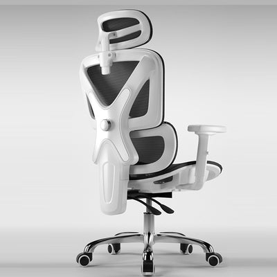 Moderner Einfachheit Mesh Nylon Stahl Schwamm Quadrat Schreibtischstuhl mit verstellbarer Kopfstütze und Fußstütze für das Home Office 